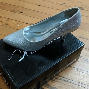 Silver Sparkle low heels